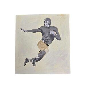 Vintage Hand-Painted Football Player Artwork